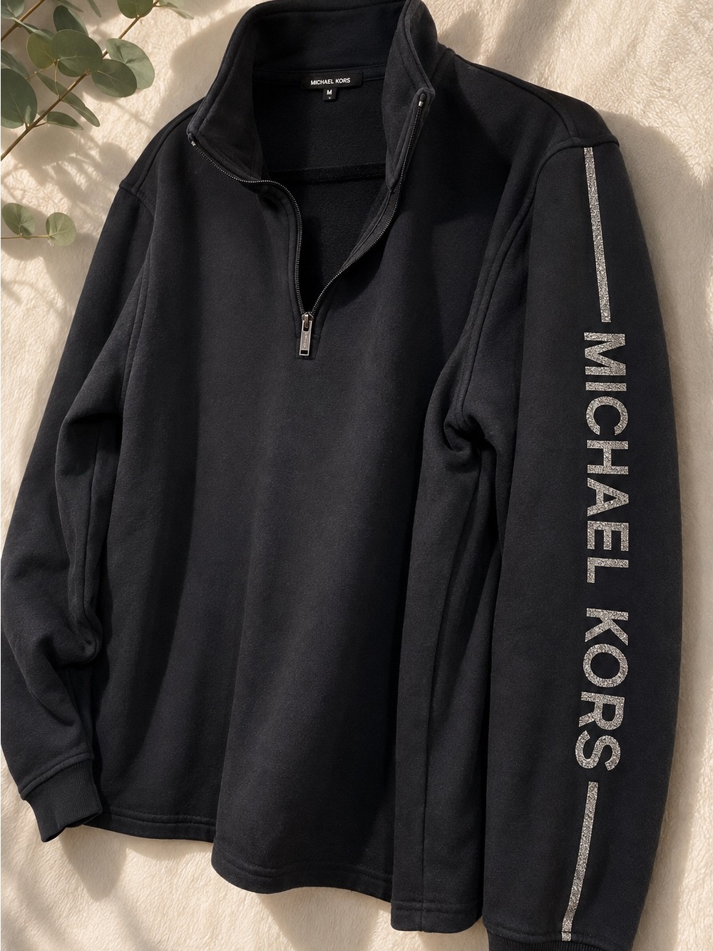 Michael Kors women’s Black Quarter-Zip Pullover Sweater